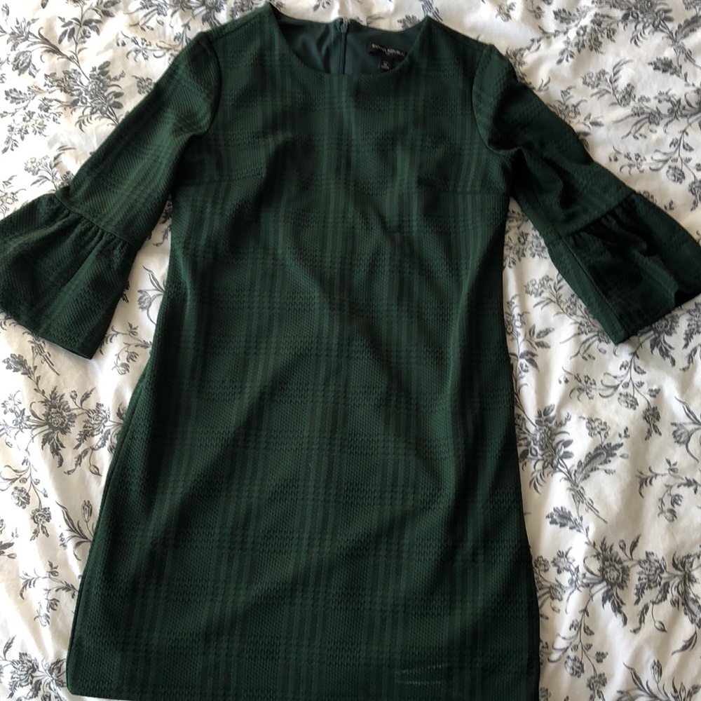 Dark green bell sleeve banana republic shift dress